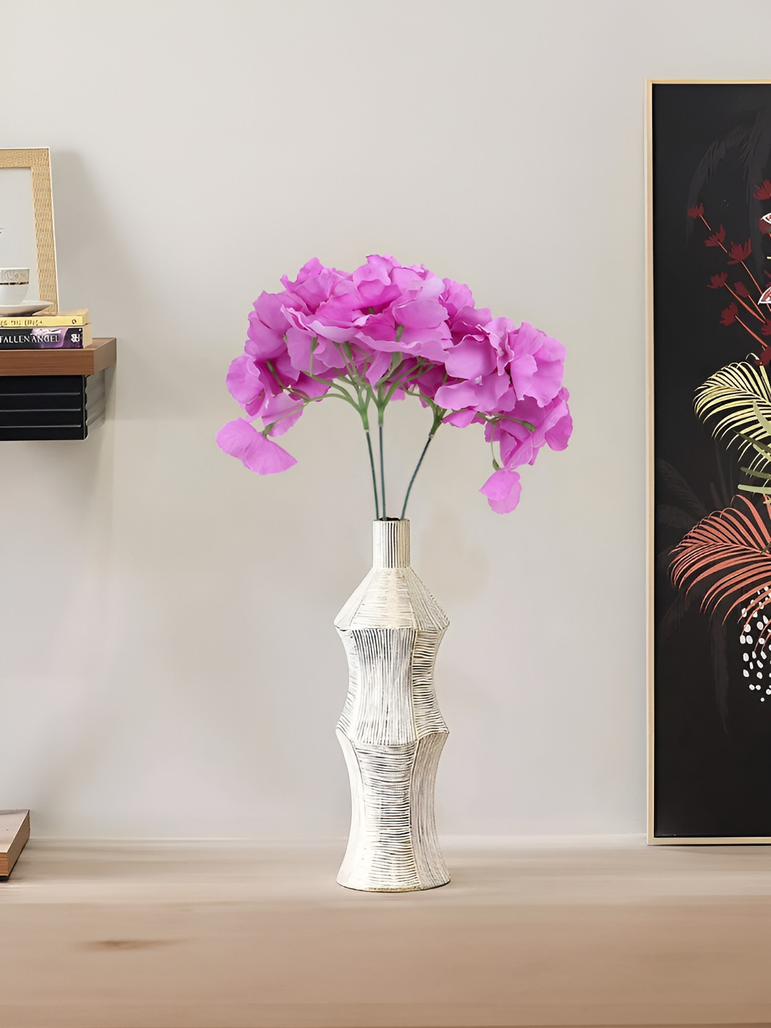 LITVERSE Purple 3 Pieces Hydrangea Artificial Plant