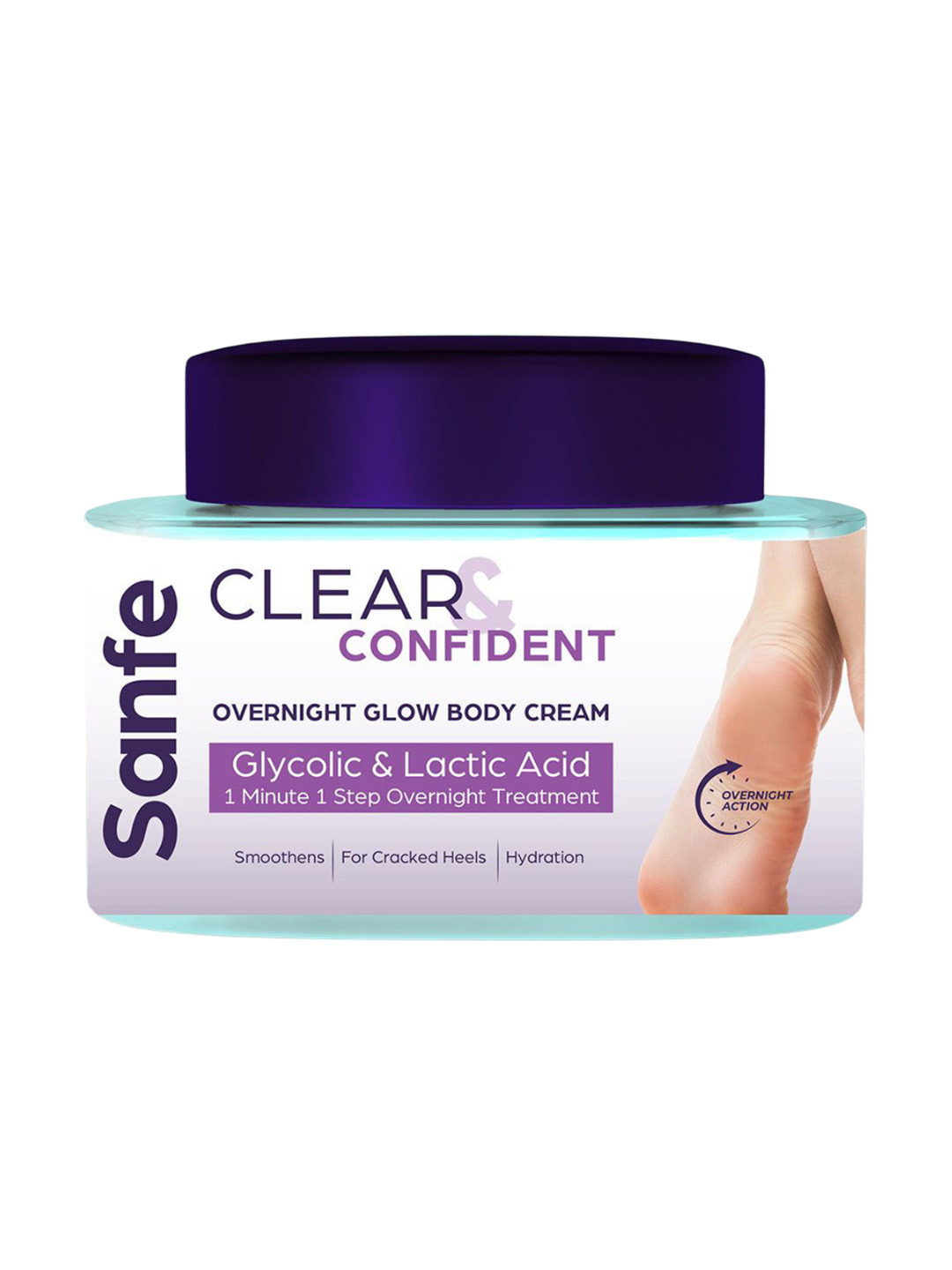 Sanfe Clear & Confident Overnight Glow Body Cream For Dry & Cracked Feet - 200 g
