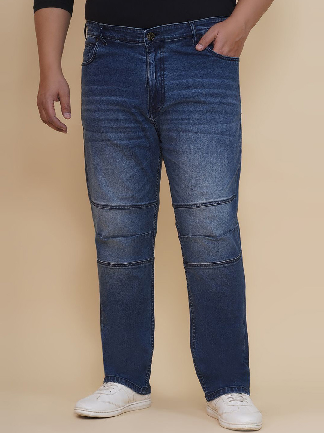 John Pride Plus Size Men Cotton Regular Fit Stretchable Elasticated Waist Jeans