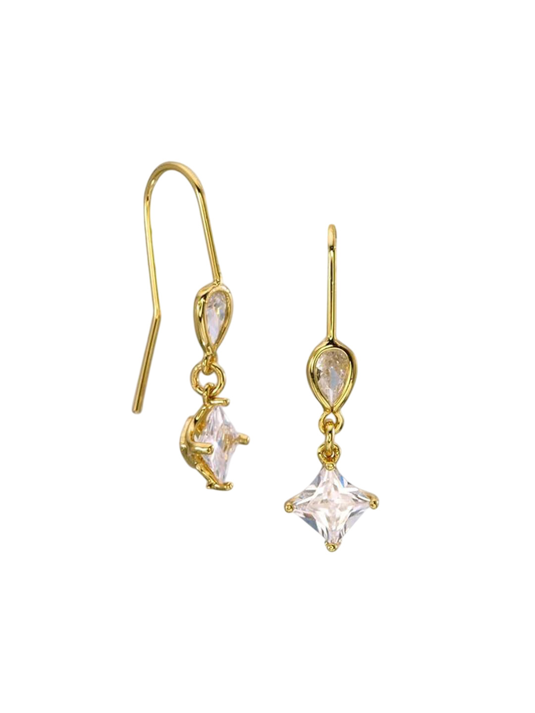 ISHI New York 18K Gold-Plated Golden Glow Ice CZ Stone Sparkle Mini Dangle Earrings
