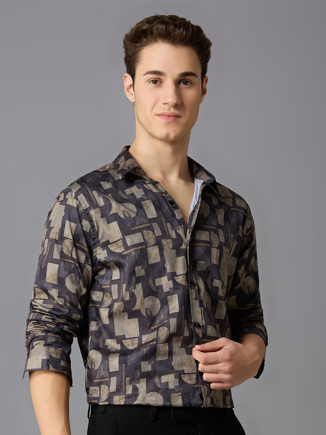 MARK & ALBERT Men Slim Fit Abstract Printed Cotton Casual Shirt