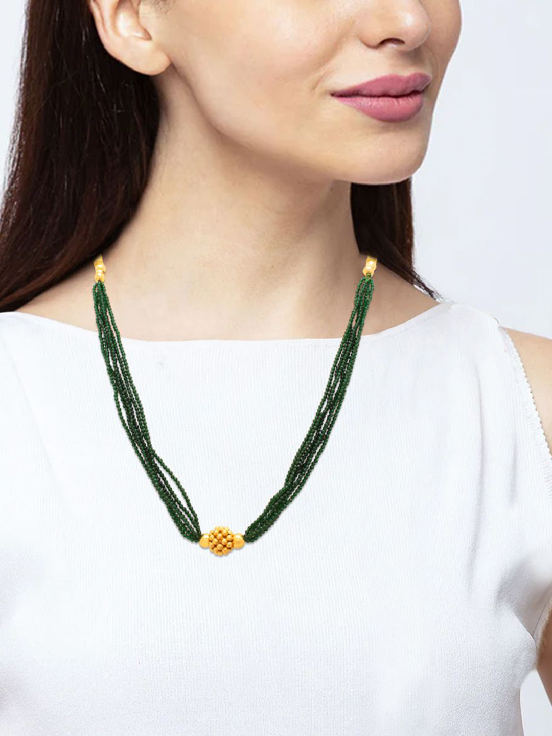 WHP JEWELLERS Women 22 KT Gold Beaded Necklace 0.85 g