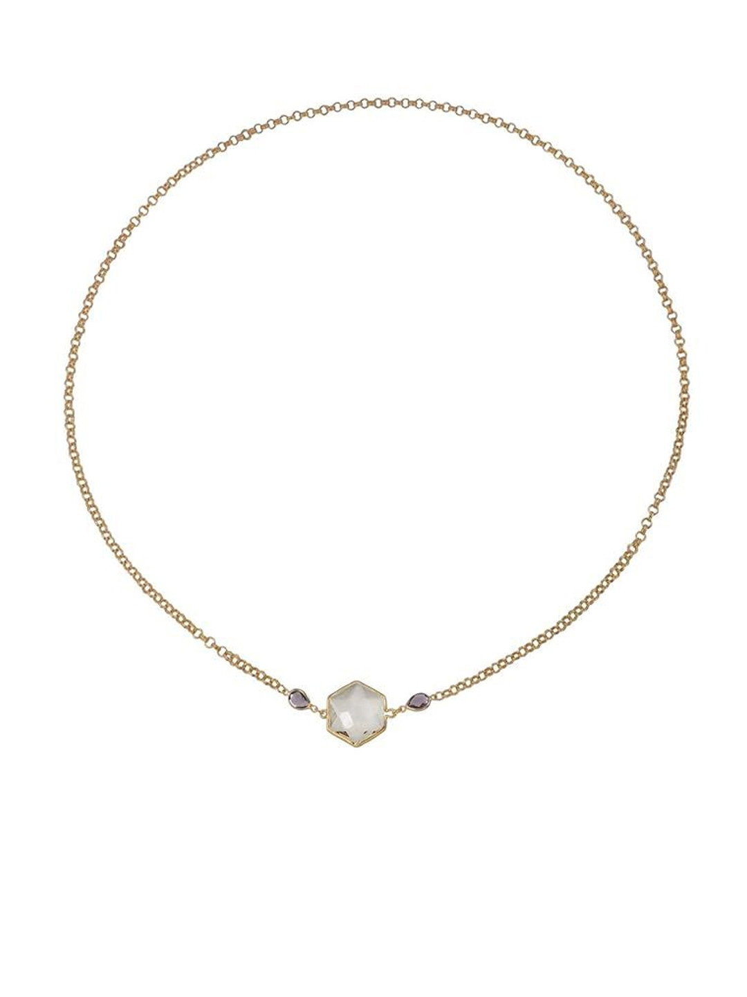 ISHI New York 18K Gold-Plated Hexagon With Snow Sparklers Necklace
