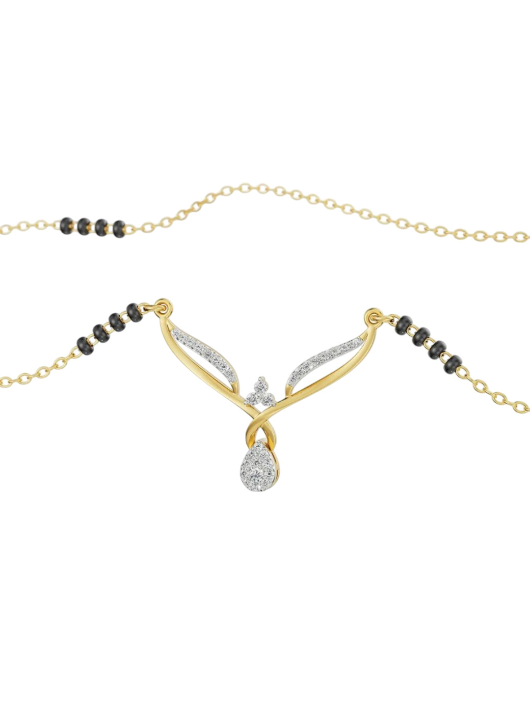 Emori Twisted V Lab Diamond in 14KT Gold Mangalsutra