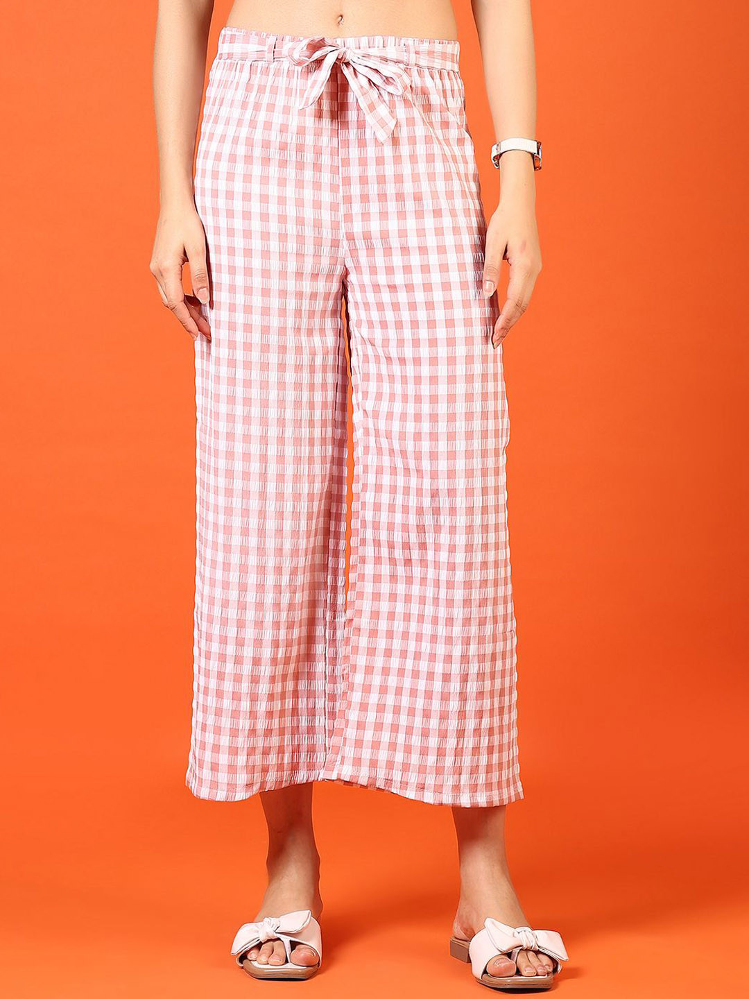 V-Mart Women Checked Chinos Loose Fit Trousers