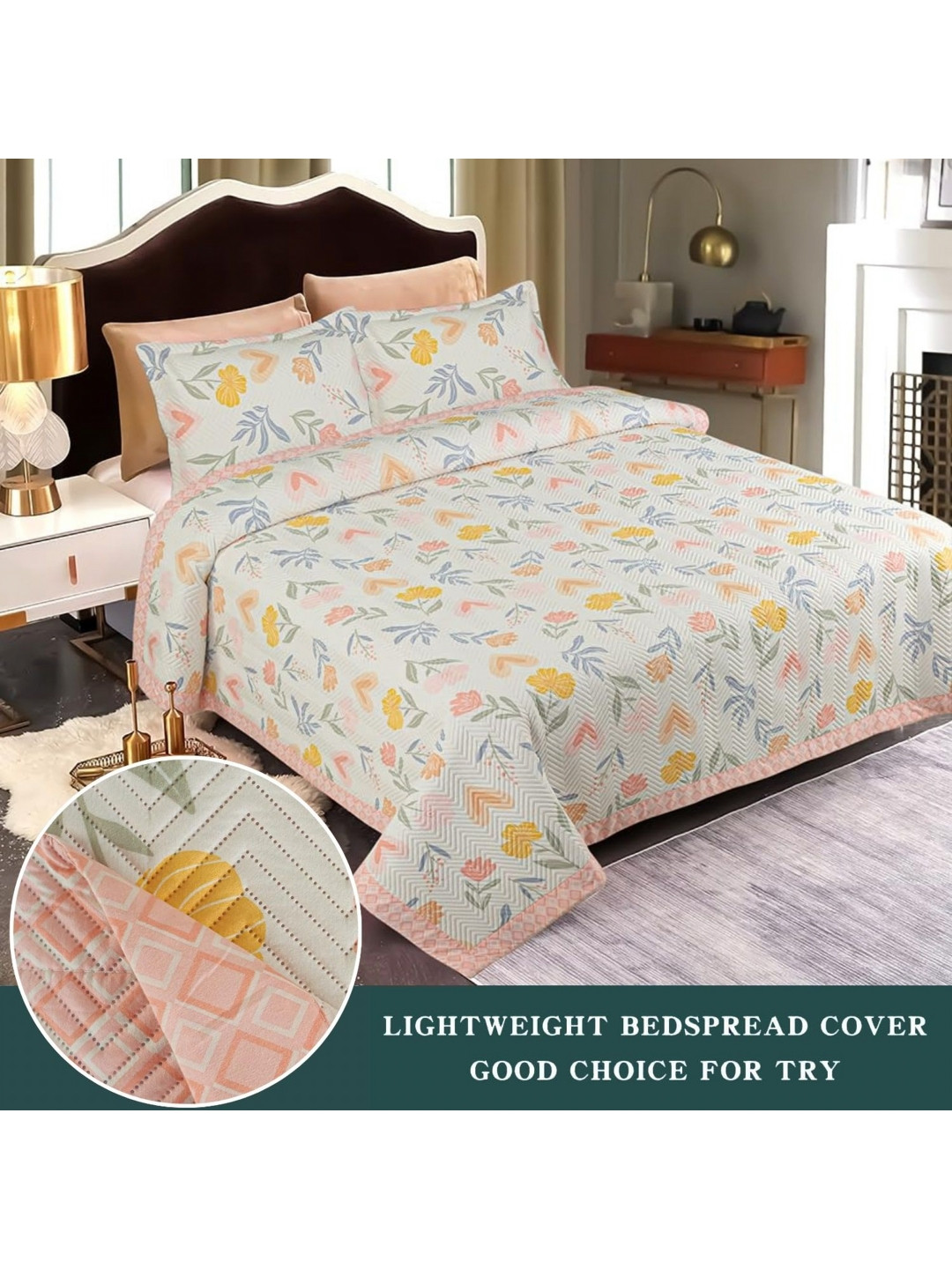 Innovative Edge Orange 3 Pcs Printed Cotton Double Bed Comforter With 2 Pillow Covers
