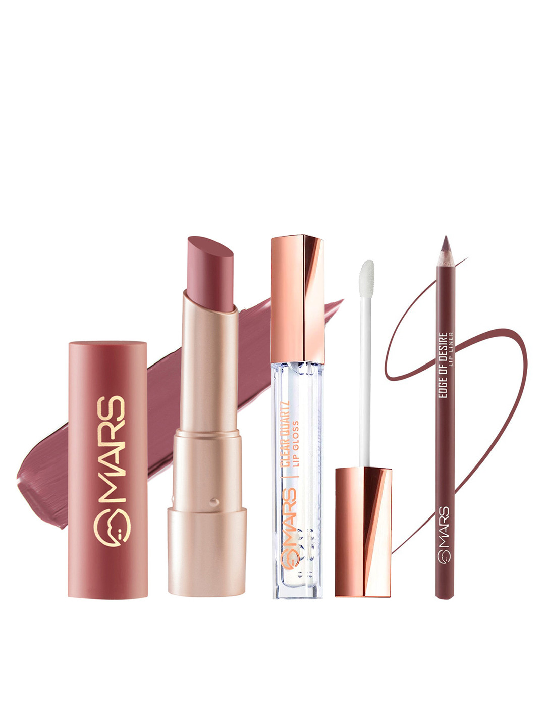 MARS Set Of Bullet Lipstick, Lip Gloss, Lip Liner Pencil
