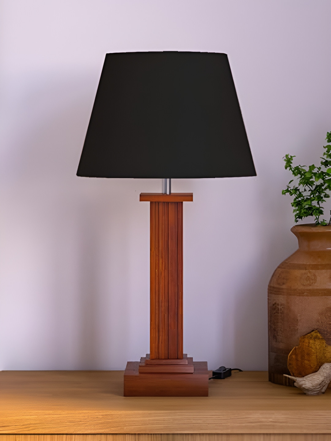 Artica Brown & Black Wood Frustum Table Lamp