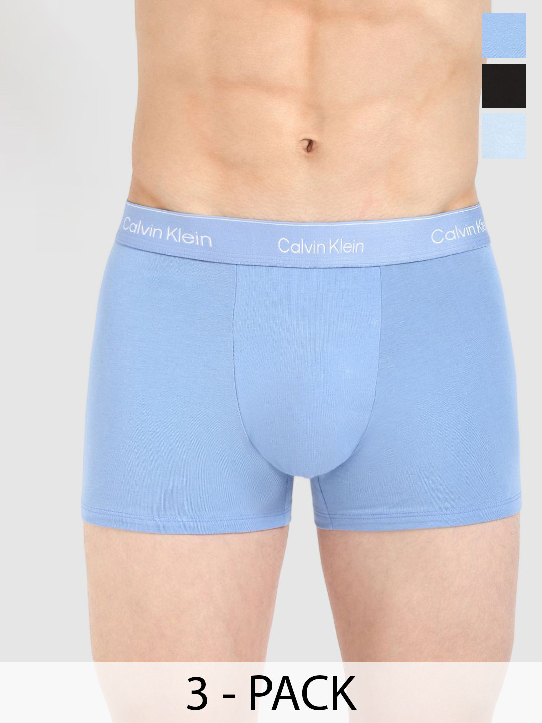 Calvin Klein Underwear Pack Of 3 Mid-Rise Short Trunk NB4286400-BLK GLR BLU BEL