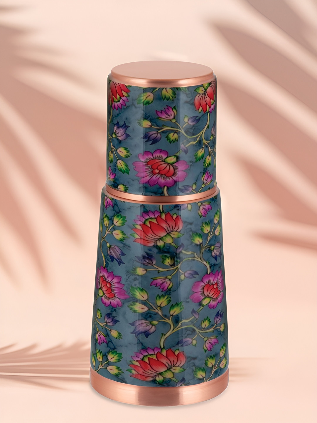 BOROSIL Quinn Green Floral Copper Spill Proof Water Bottle - 950ml