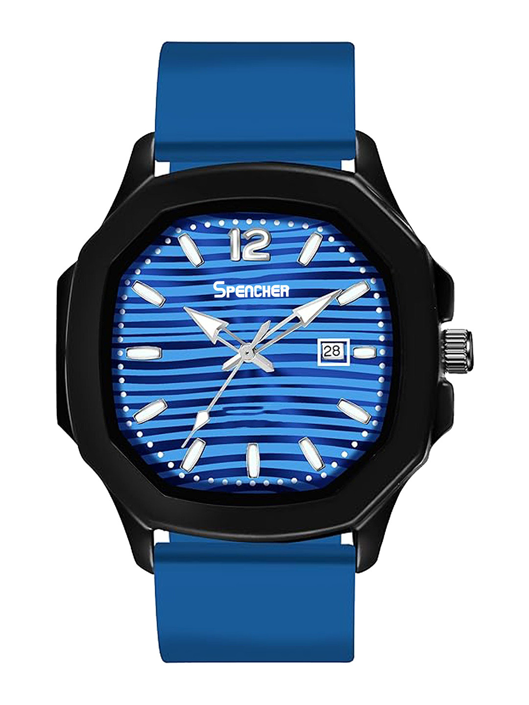 SPENCHER Men Brass Dial & Straps Analogue Multi Function Watch Vintage Black Square