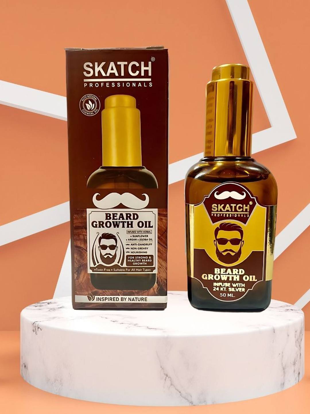 SKATCH PROFESSIONALS 24 KT Silver Flakes Beard & Growth Oil - 50 ml