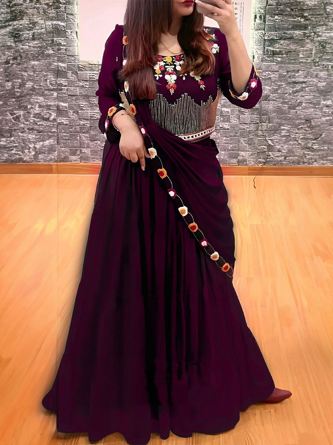 ANJANI TEXTILE Embroidered Semi-Stitched Lehenga & Unstitched Blouse With Dupatta