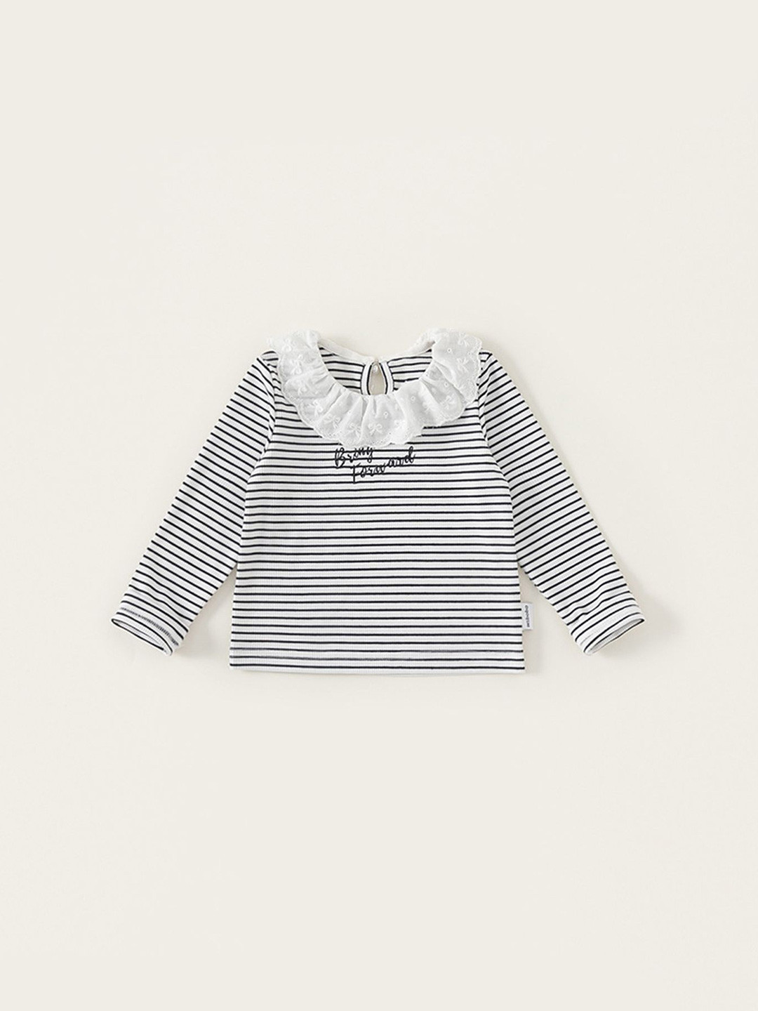 LULU & SKY Girls Horizontal Stripes Round Neck with Long Sleeves Top