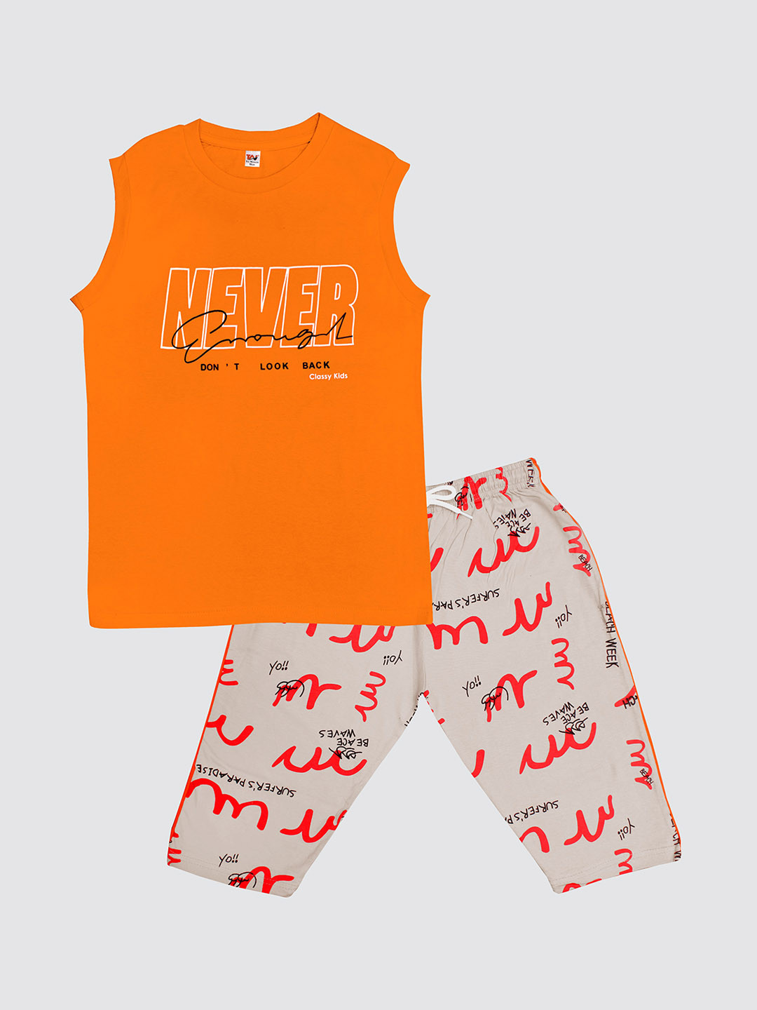 Tee Weavers Boys Printed Pure Cotton Night Suit with Sleeveless Tee & Capris