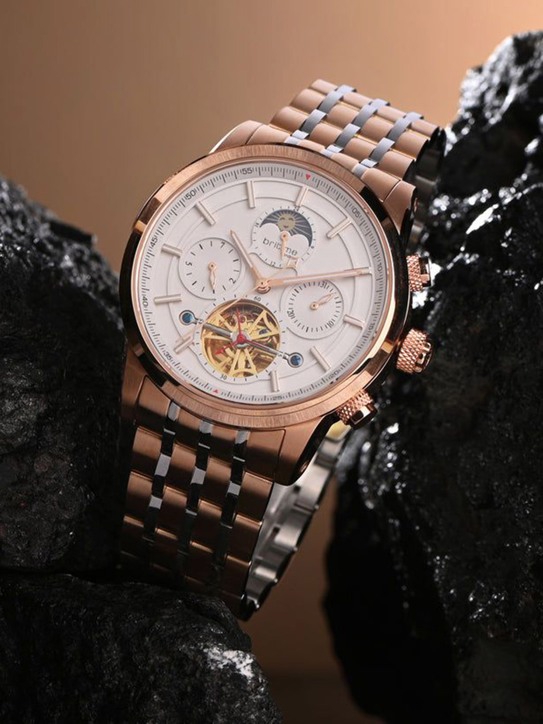 Britime Men Bracelet Style Straps Chronograph Automatic Motion Powered Watch 454-M30303