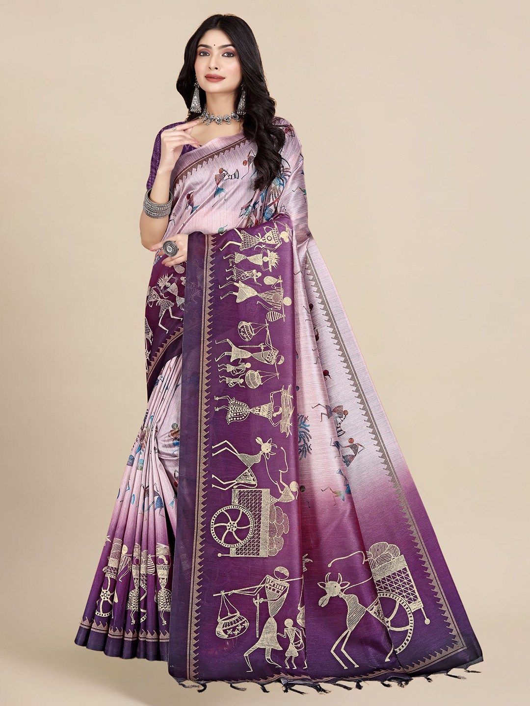 WEAREZEE Warli Tussar Saree