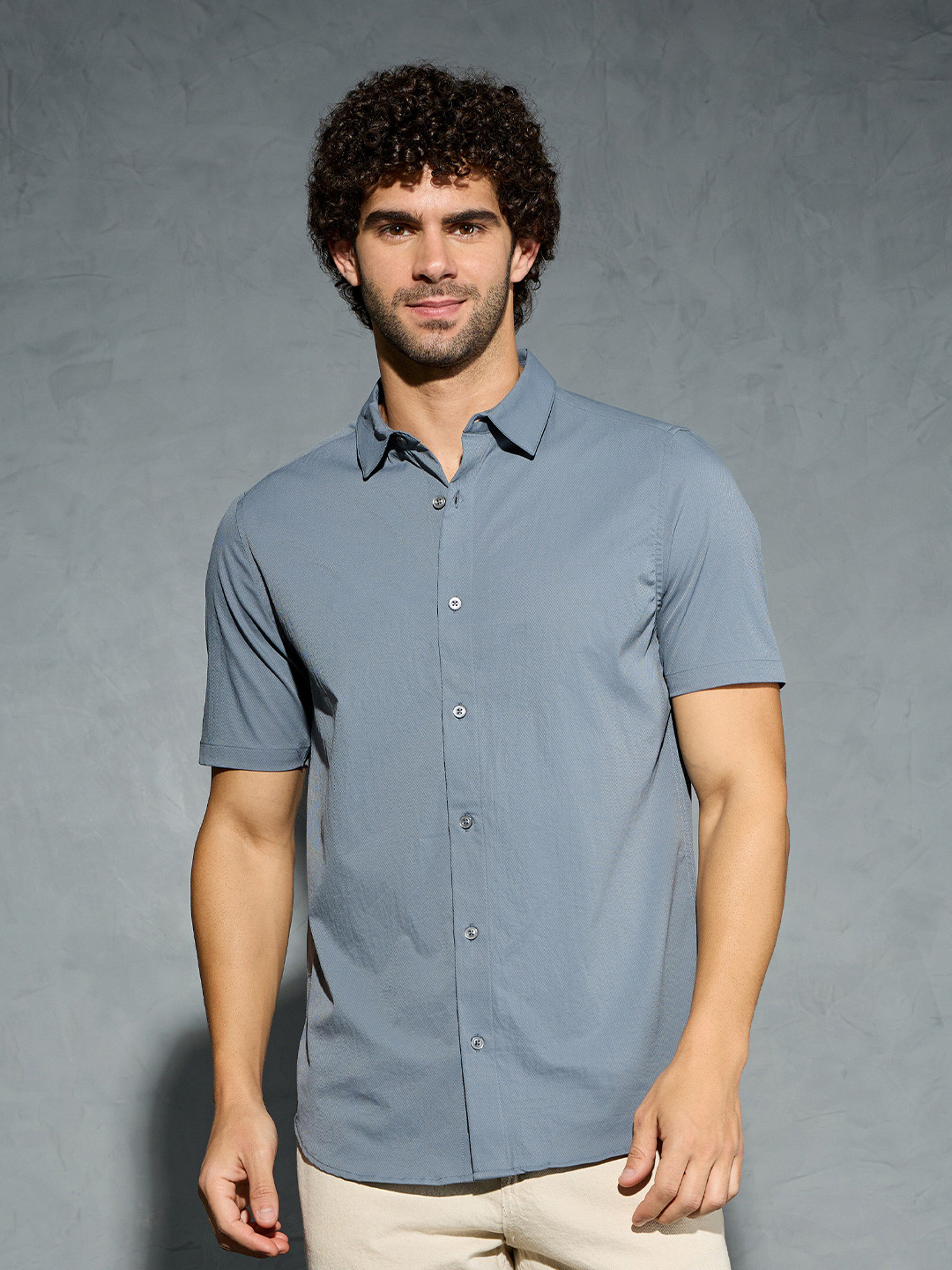 Technosport Men TS LYTRA Classic Slim Fit Solid Casual Shirt