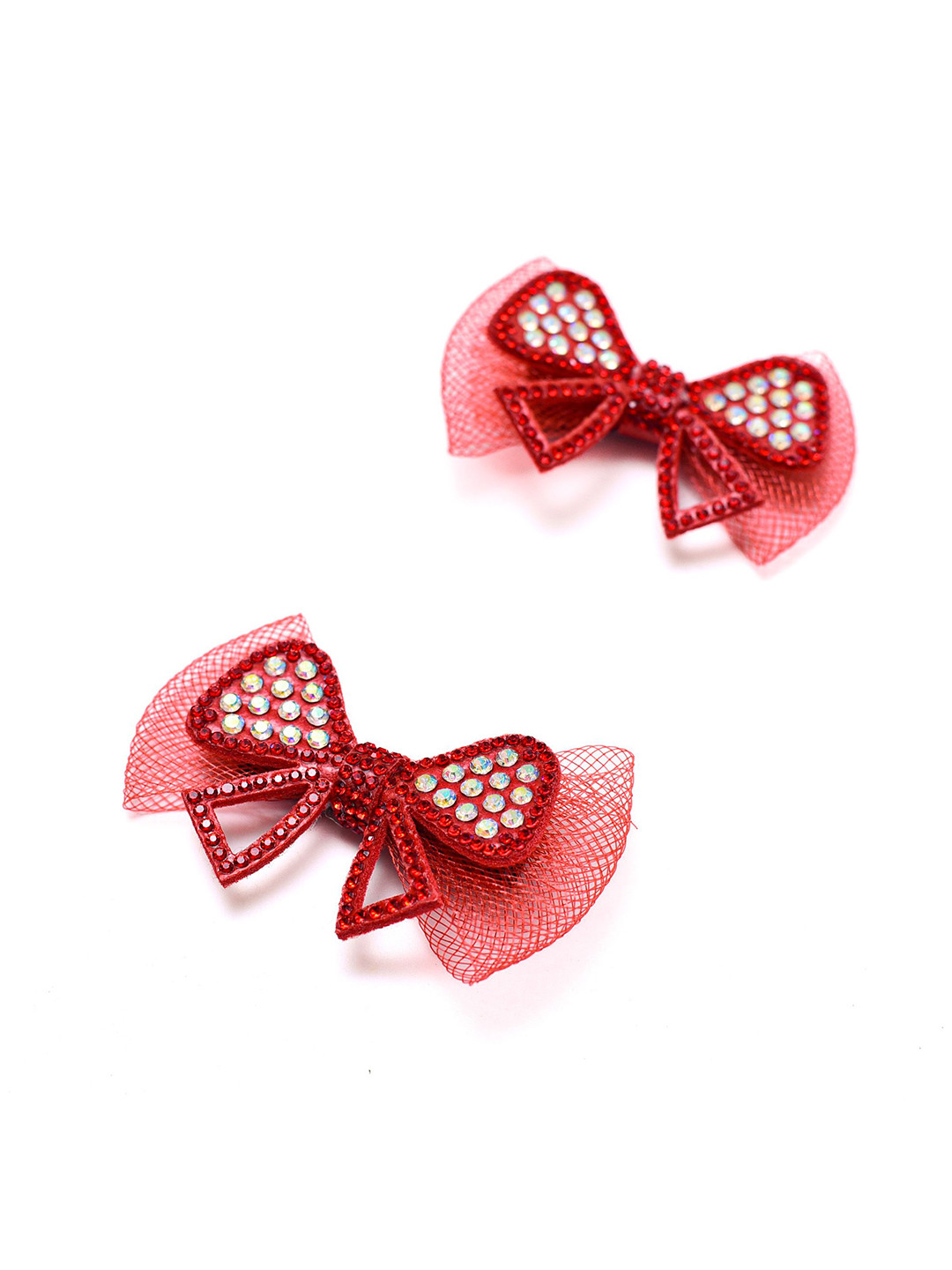 Daizy Girls Set Of 2 Embellished Daizy Bow Hairclip Red