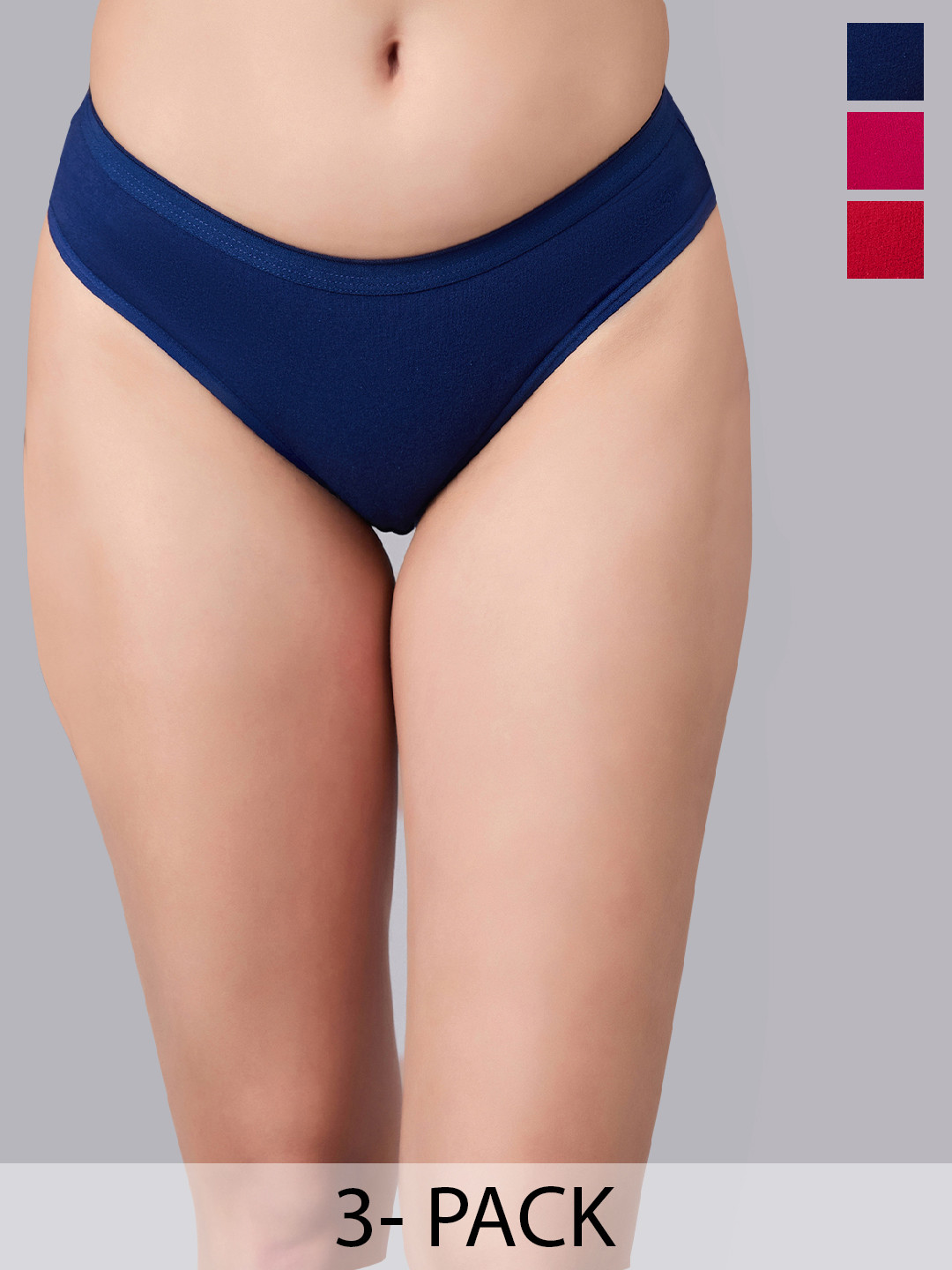 Simoh Women Pack Of 3 Plus Size Mid-Rise Basic Briefs
