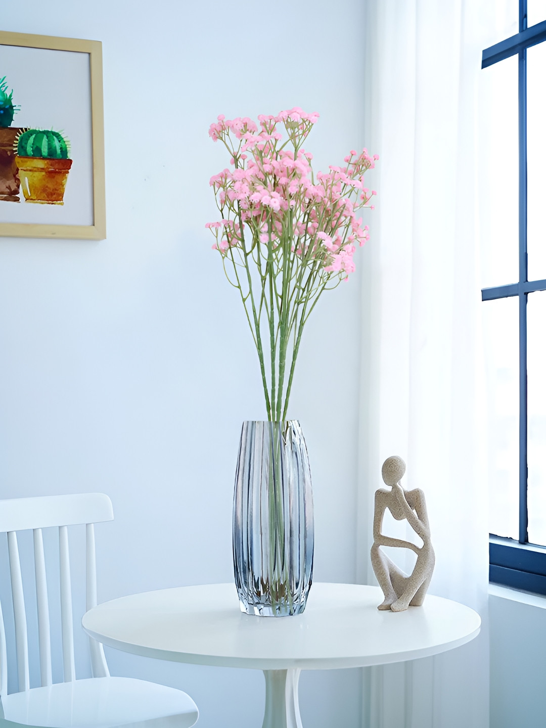 LITVERSE Pink And Green 5 Pieces Gladiolus Artificial Flower