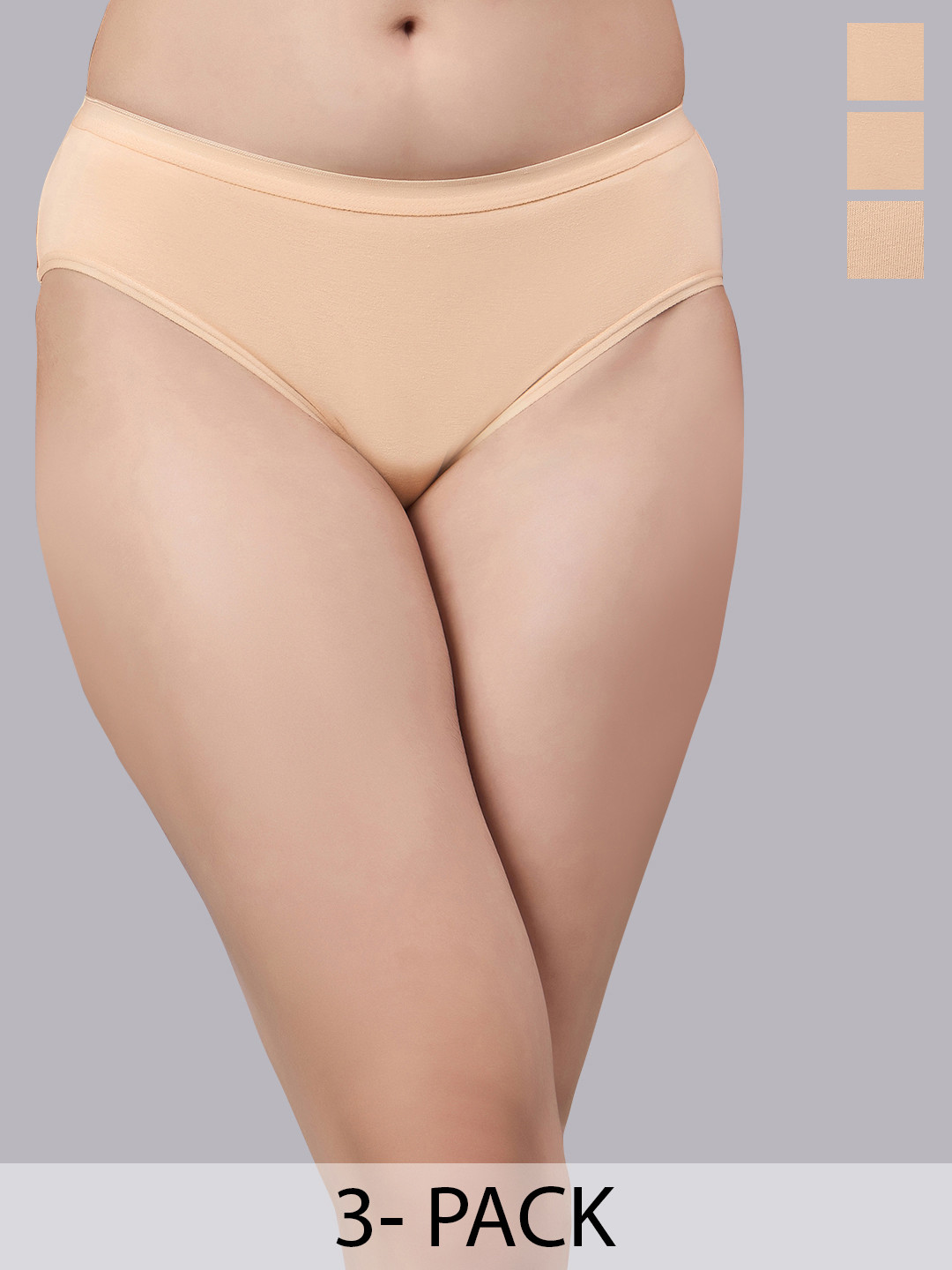 Simoh Women Pack Of 3 Assorted High Rise Hipster Briefs