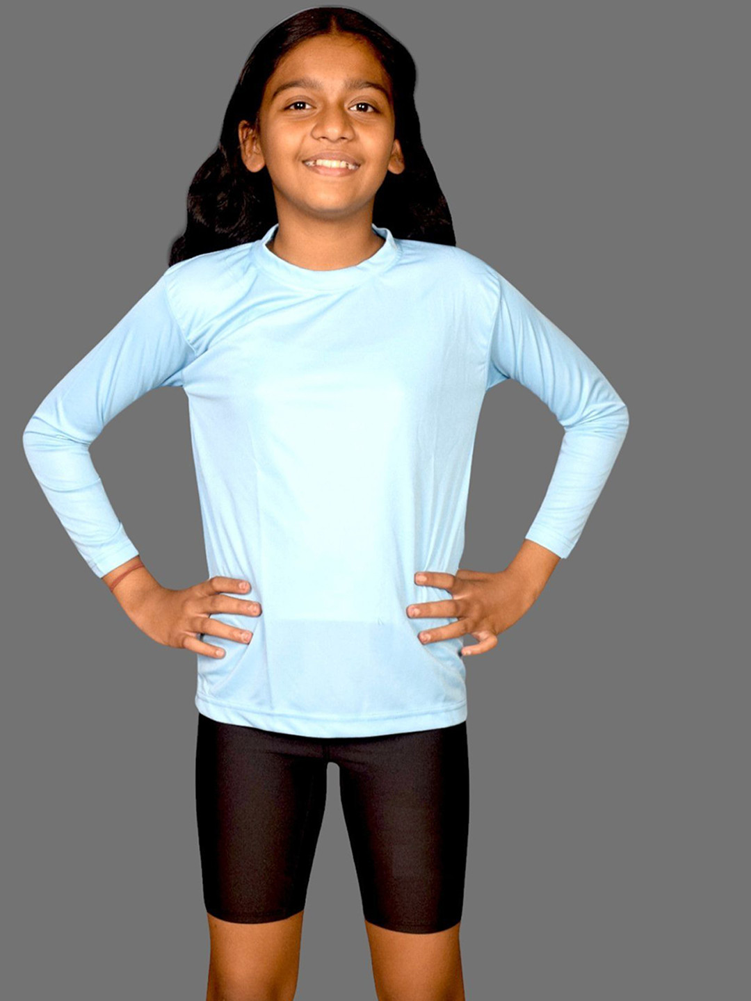 Aqua Holic Girls Round Neck Long Sleeves Medium Coverage Swim Set
