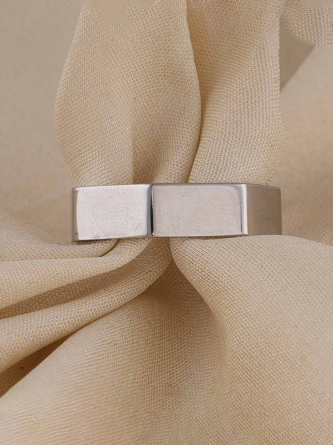 PALMONAS Silver-Plated Stainless Steel Heptagon Ring For Mens Waterproof & Anti-Tarnish