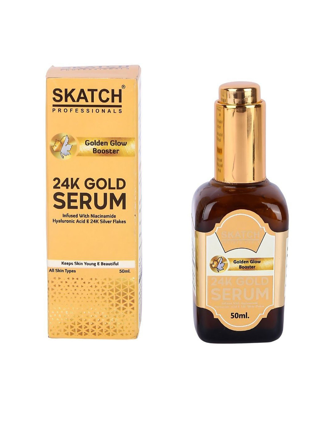 SKATCH PROFESSIONALS 24K Gold Serum With Niacinamide & Hyaluronic Acid - 50 ml