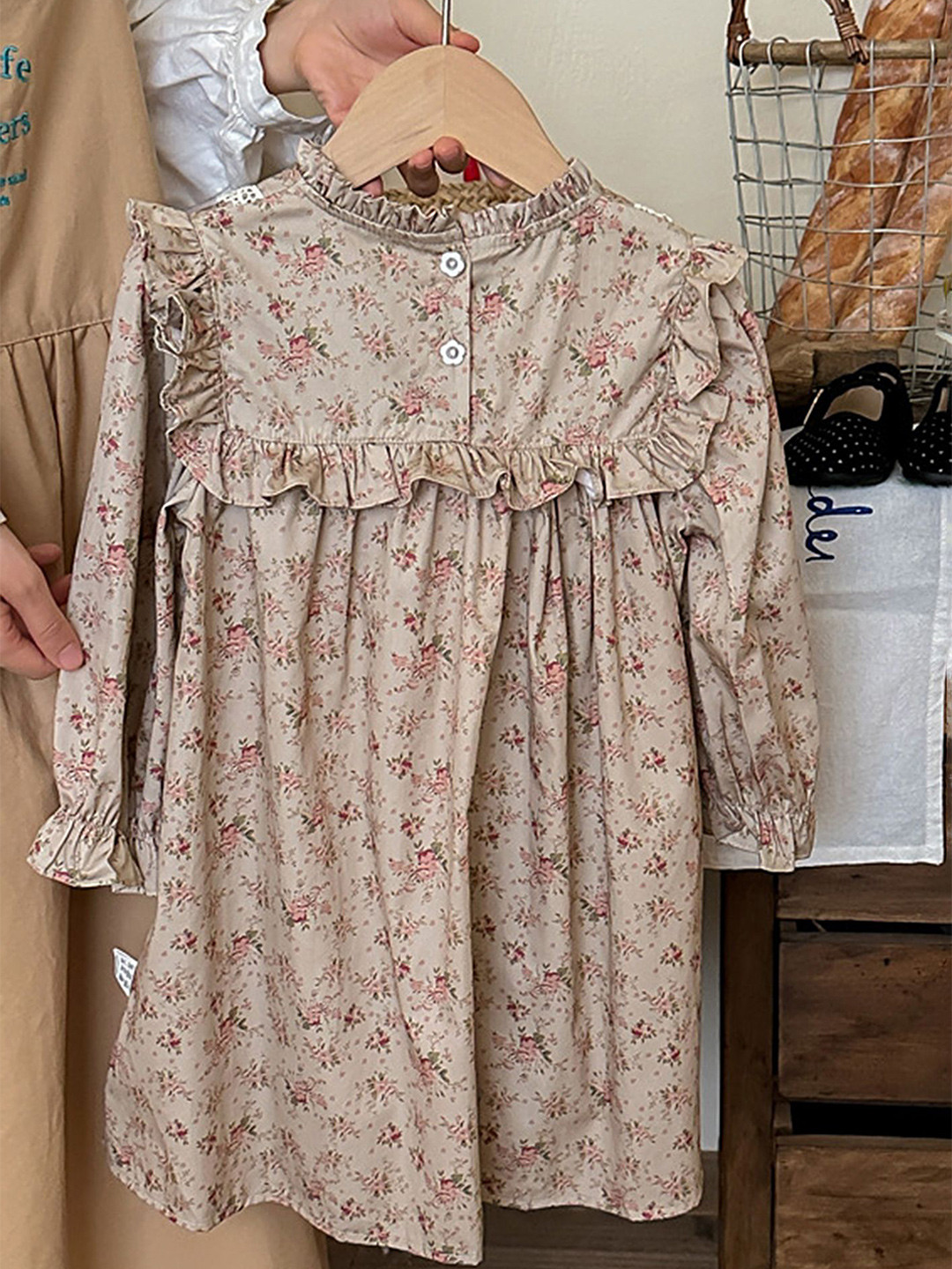 LULU & SKY Girls Floral Print A-Line Long Sleeves Dress