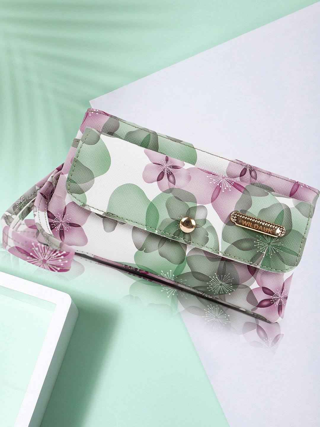 WILDAUK Floral Printed Wallet Clutch With Wrist Loop