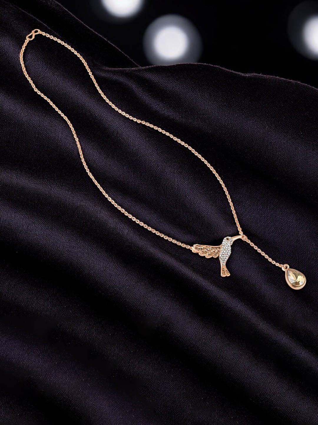 Mahi Rose Gold-Plated Humming Bird-Shaped  Necklace