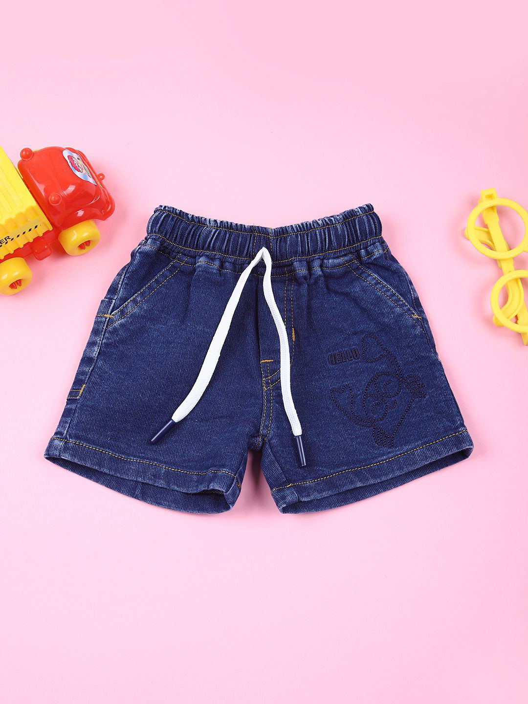 V-Mart Boys Solid Knit-Denim Shorts