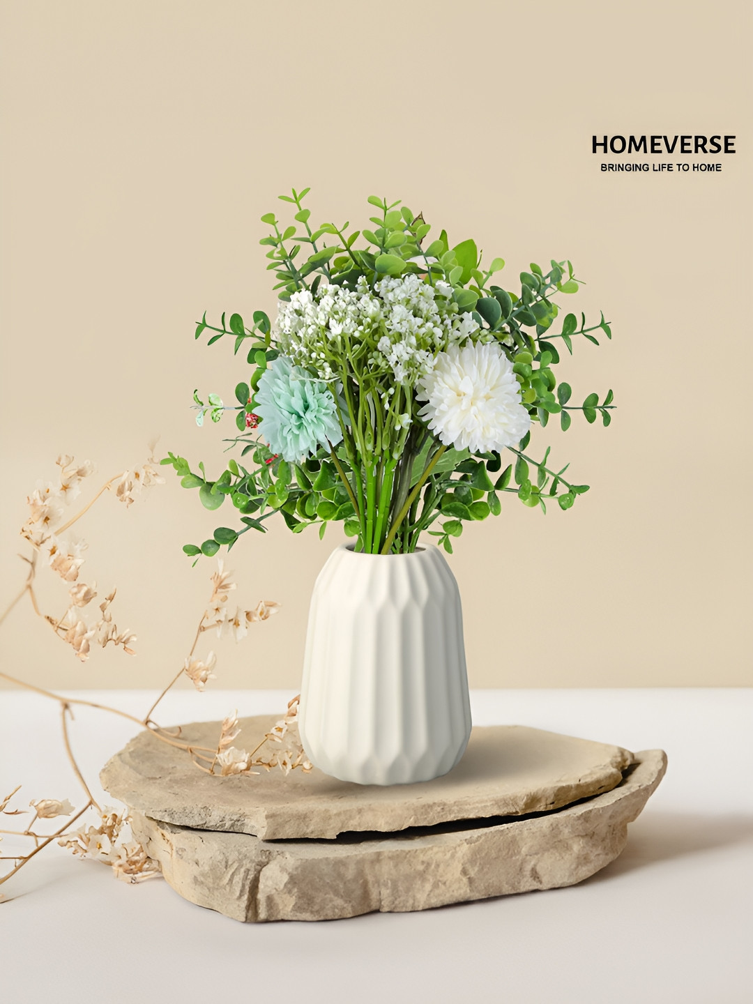 LITVERSE Green And White 10 Pieces Artificial Flower