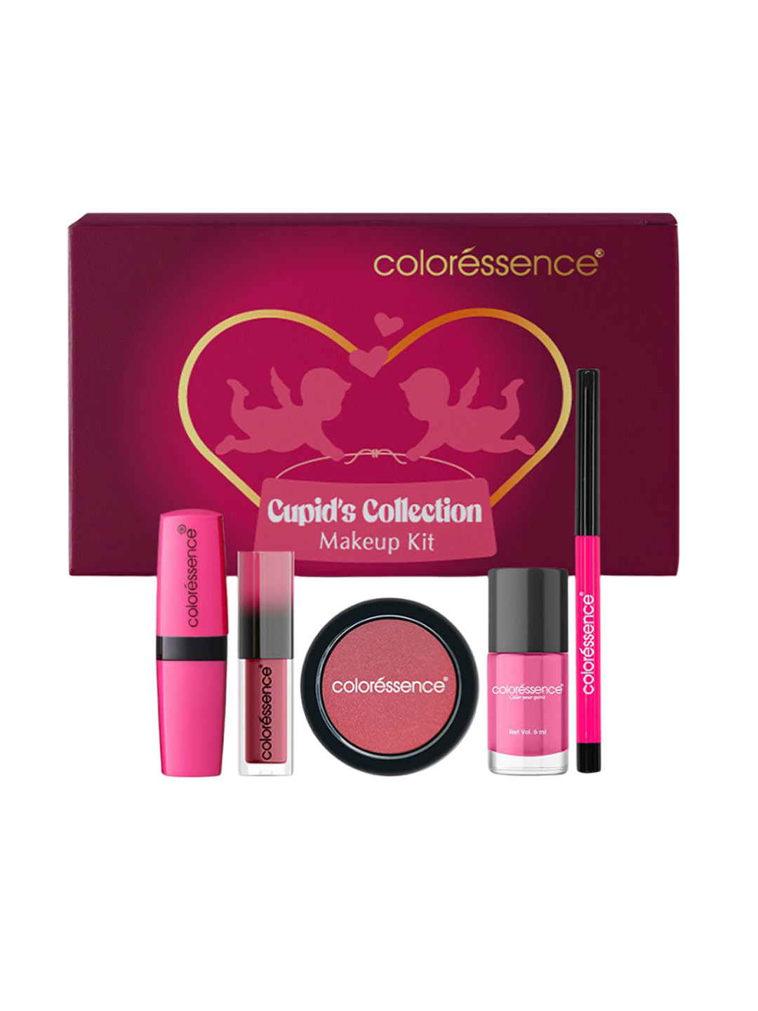 Coloressence Set Of 5 Lipstick, Blush, Nail Paint & Kajal Cupid's Collection Makeup Kit