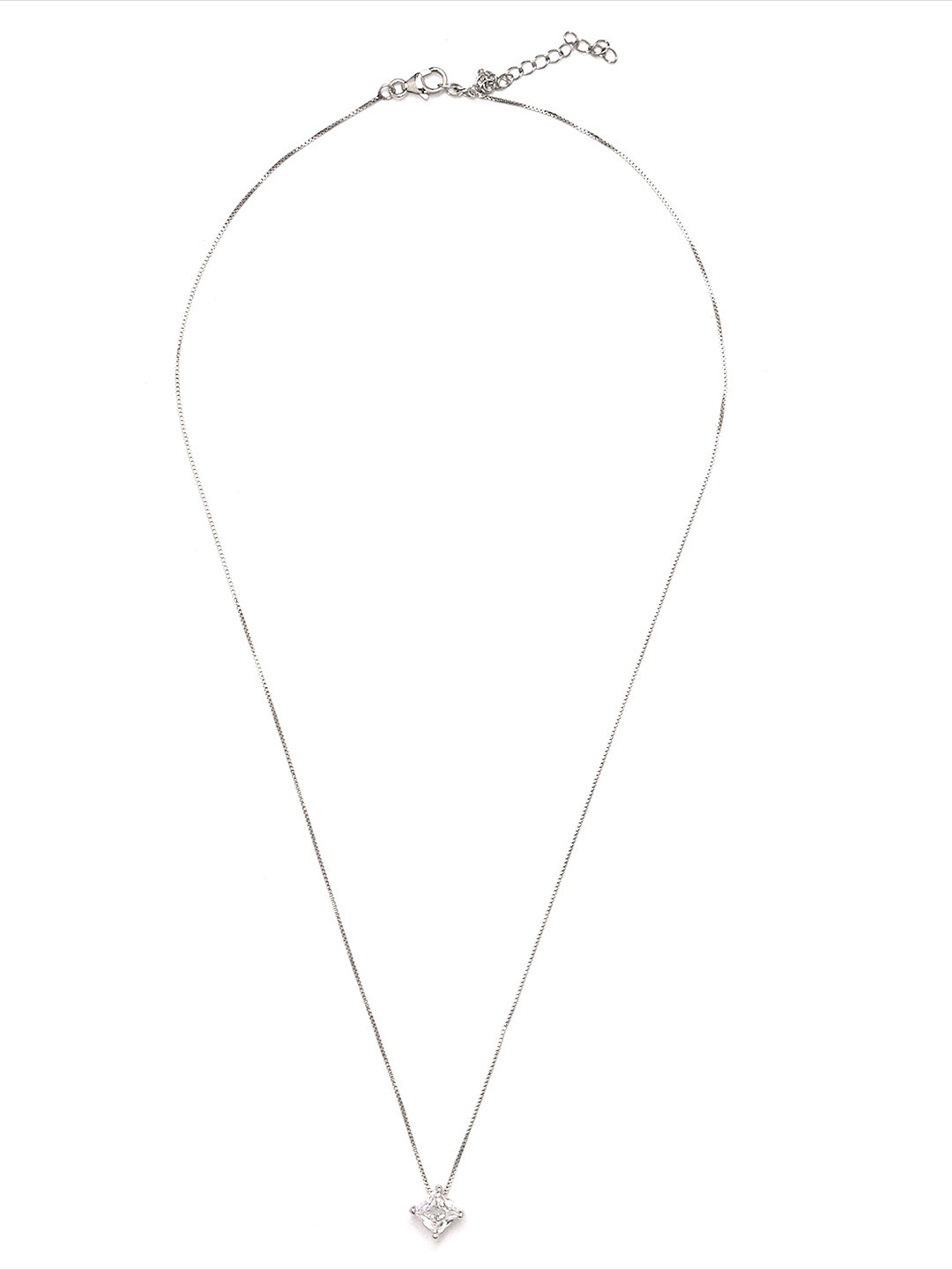 ISHI New York 925 Sterling Silver Galaxy Square CZ Necklace