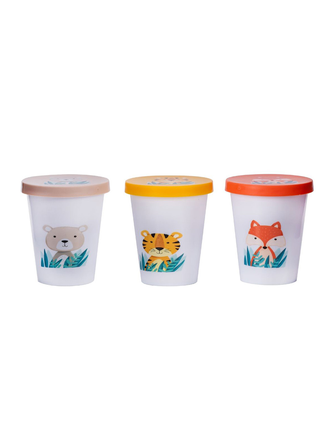 Adore Kids unisex Set of 3 White Spill Proof Tumblers with Lids - 200ml Each