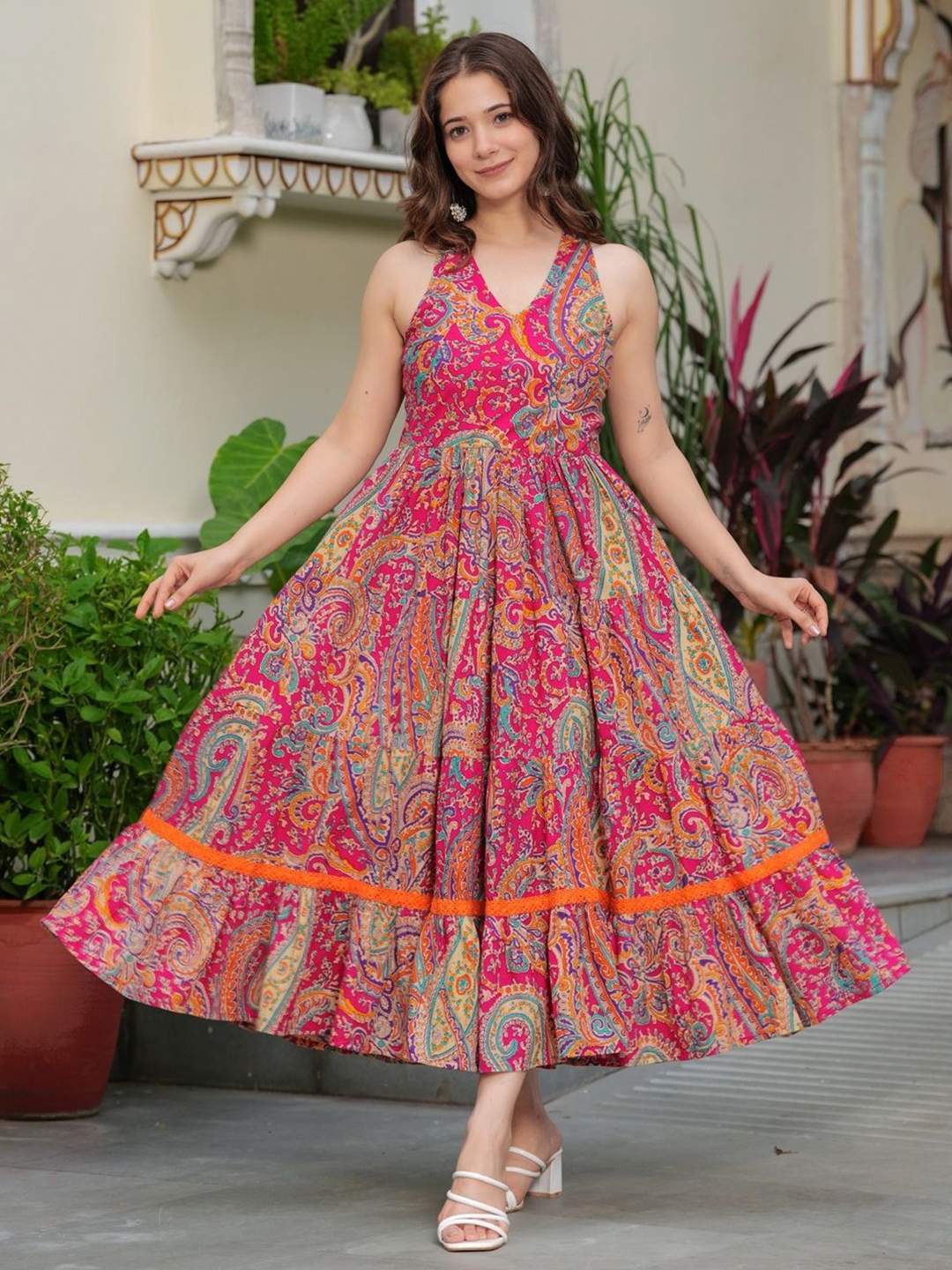 Jollity Bohemian Print Cotton Fit & Flare Midi Dress - Dresses for Women 32686827 | Myntra