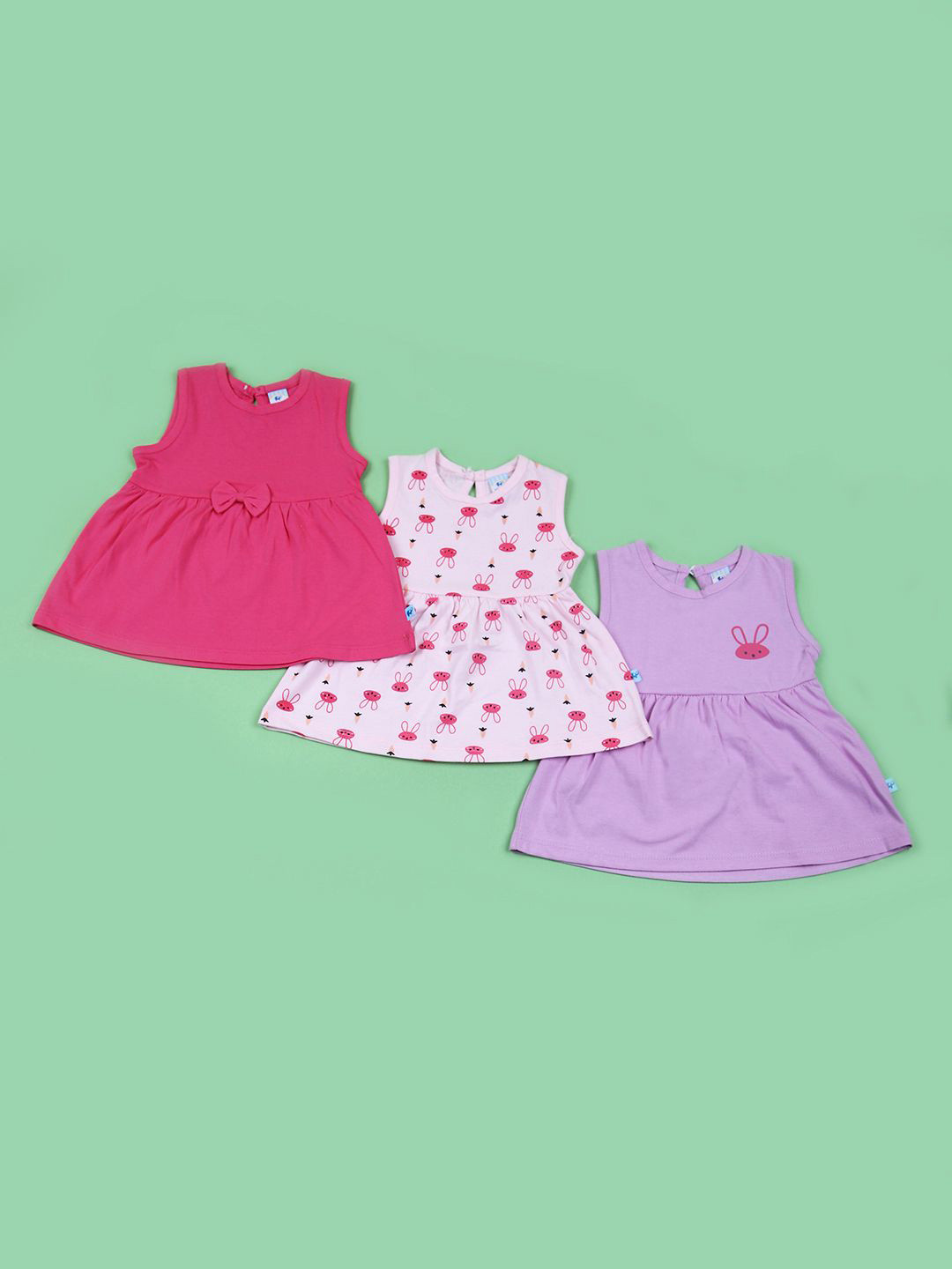 V-Mart Pack Of 2 Print Round Neck Sleeveless A-Line Knee Length Dress