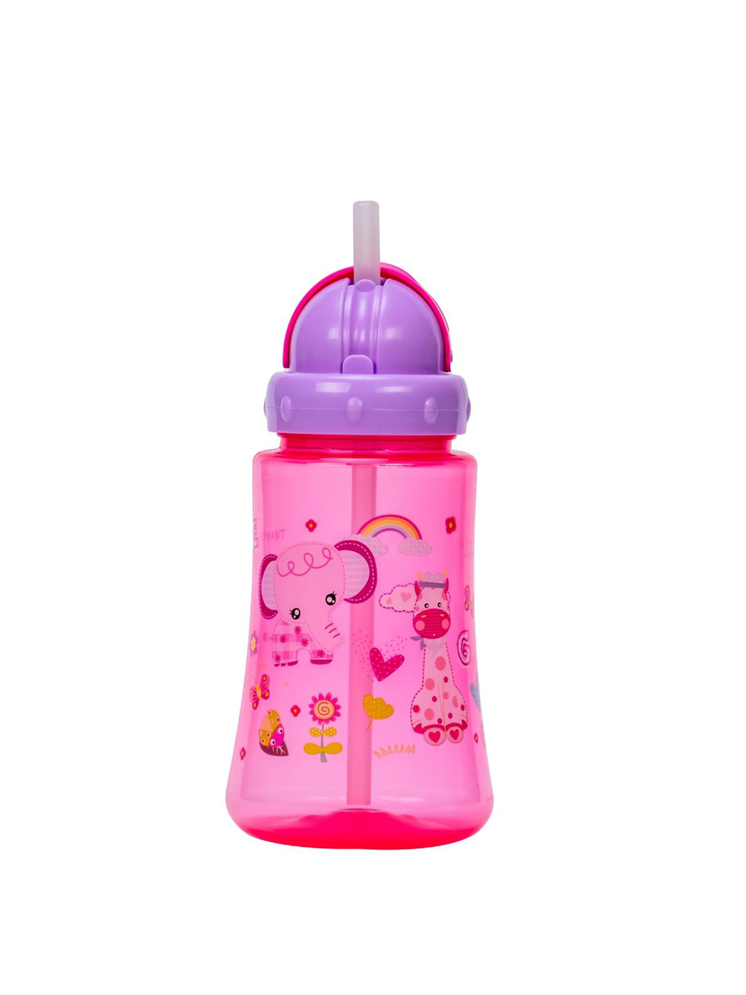 Adore Kids Pink Printed Sports Straw Sipper - 250ml