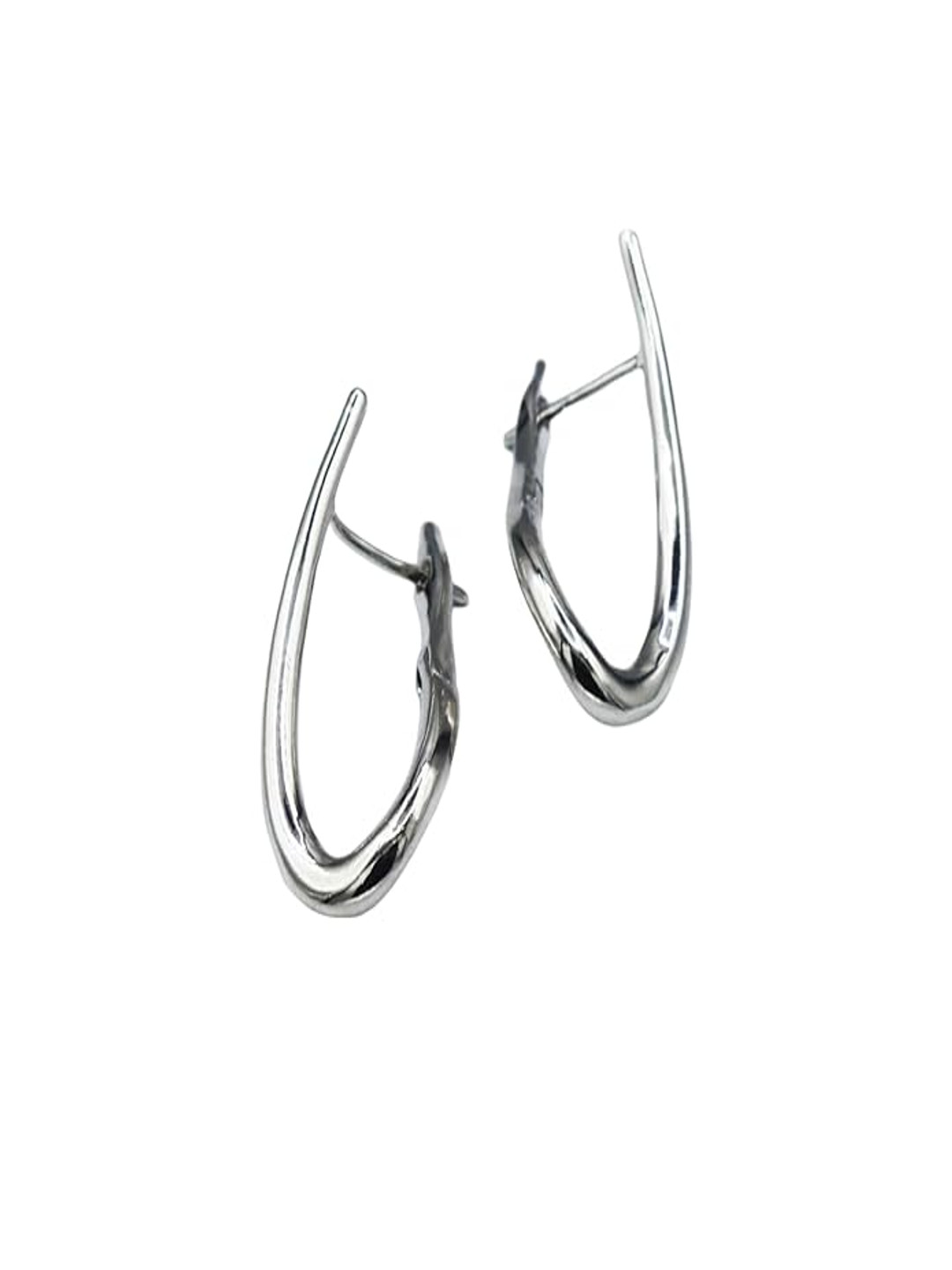 ISHI New York Rhodium Plated Teardrop Hoops