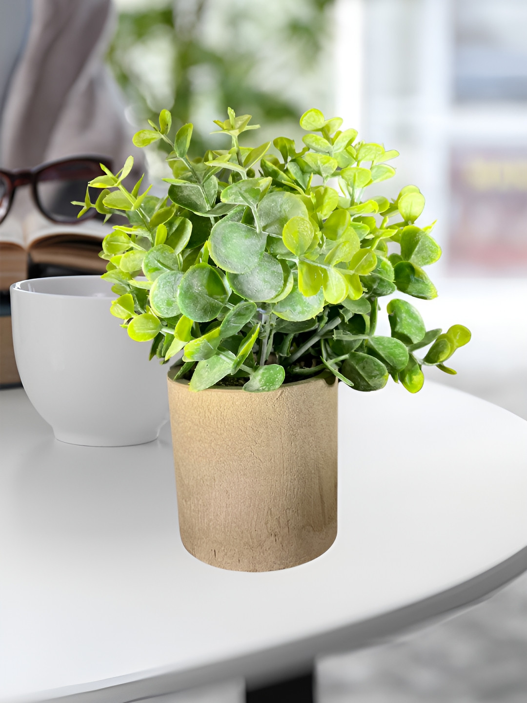 LITVERSE Green 1 Piece Artificial Eucalyptus Plant With Pot