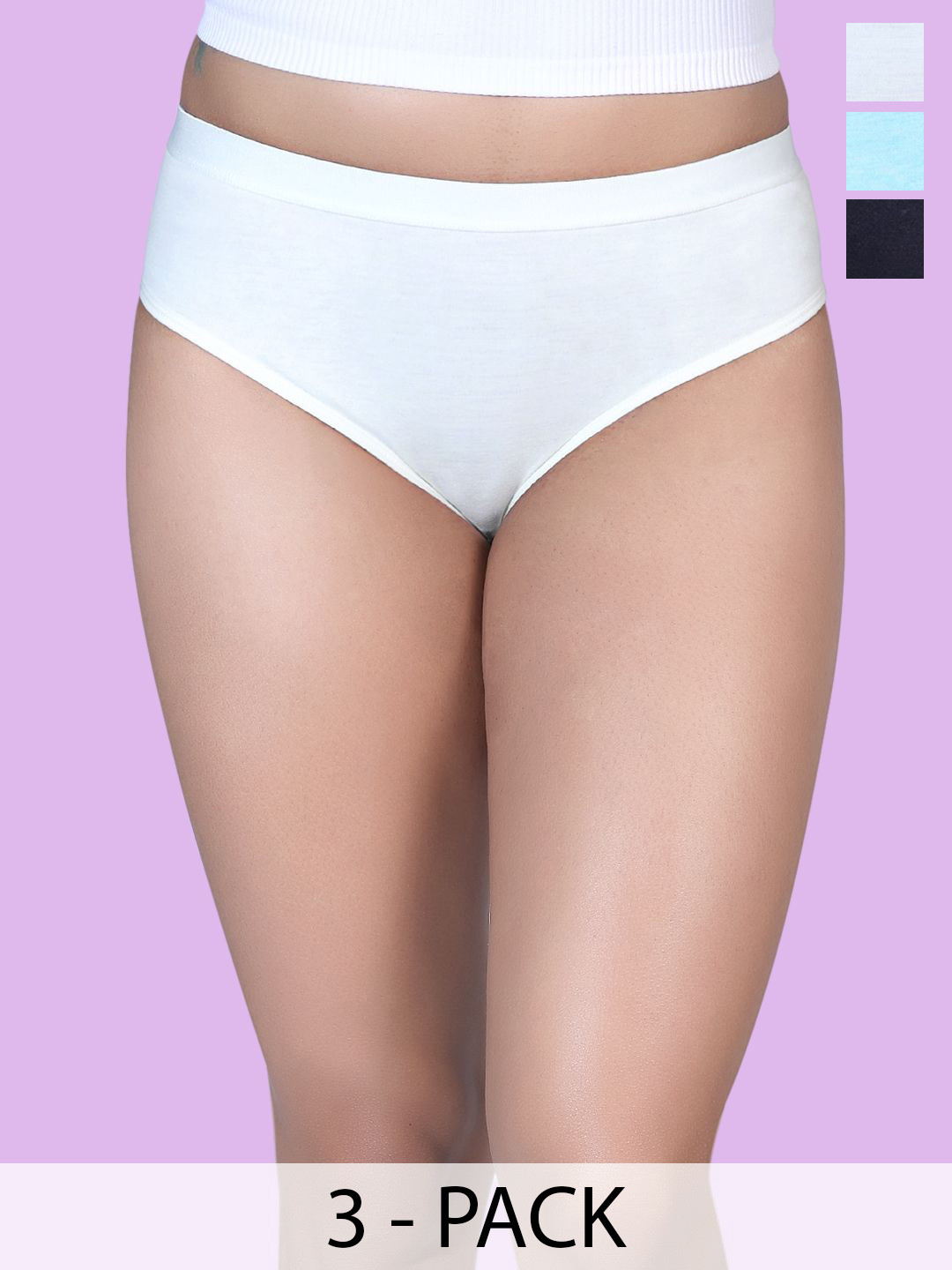 Amour Secret  Women Pack Of 3 Mid Rise Hipster Briefs - P2012N_Blk_Skn_Mgrn_S