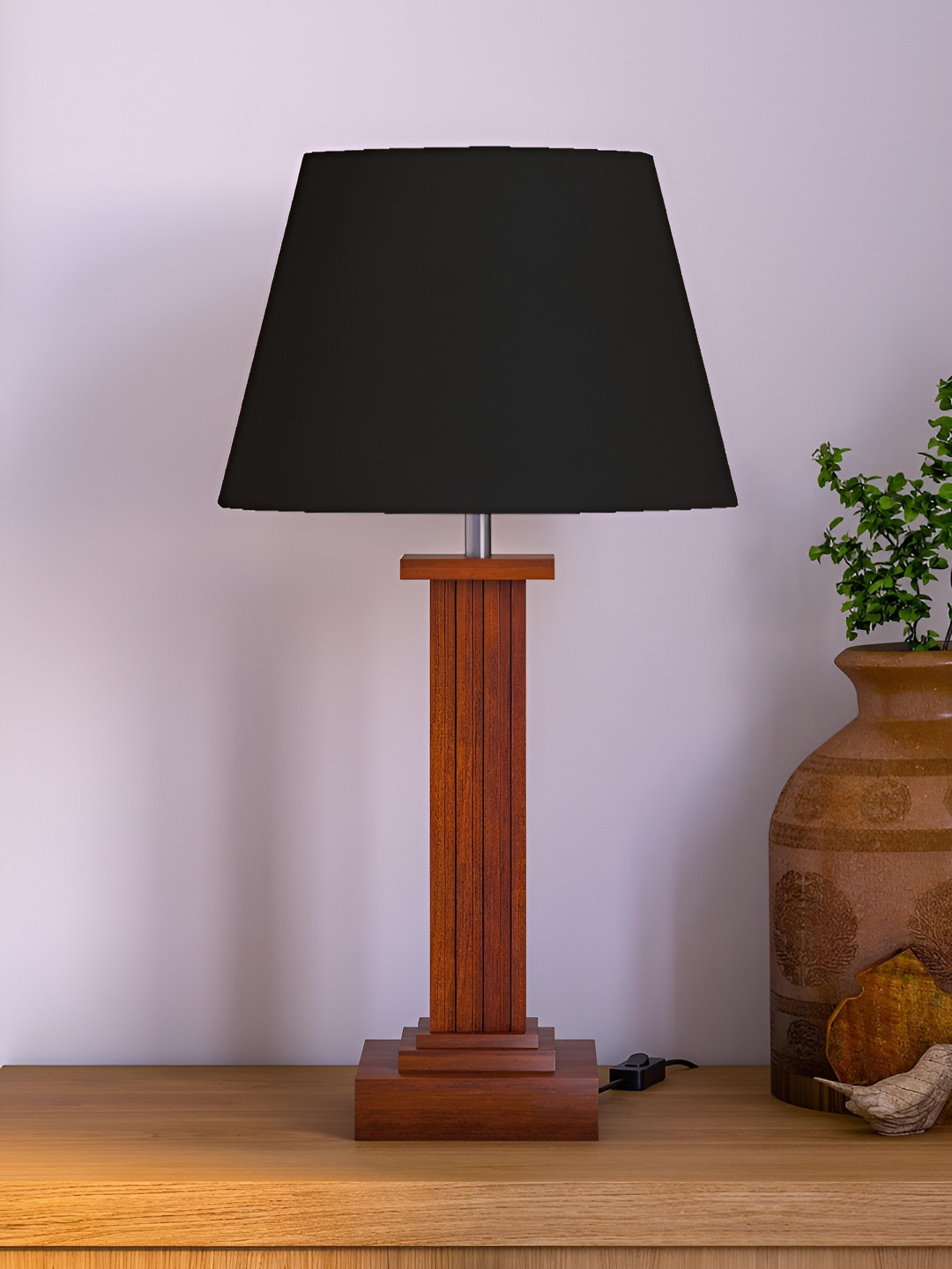 Artica Brown Wooden Frustum Table Lamp