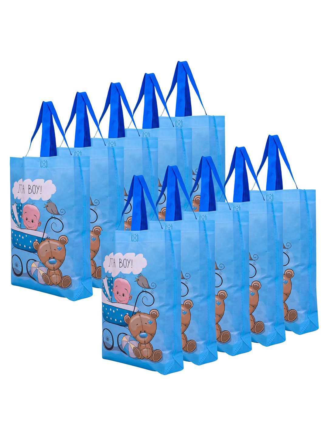 Kuber Industries Set of 10 Graphic Printed Non-Woven Shopping Gift Bag Shopper Tote Bag