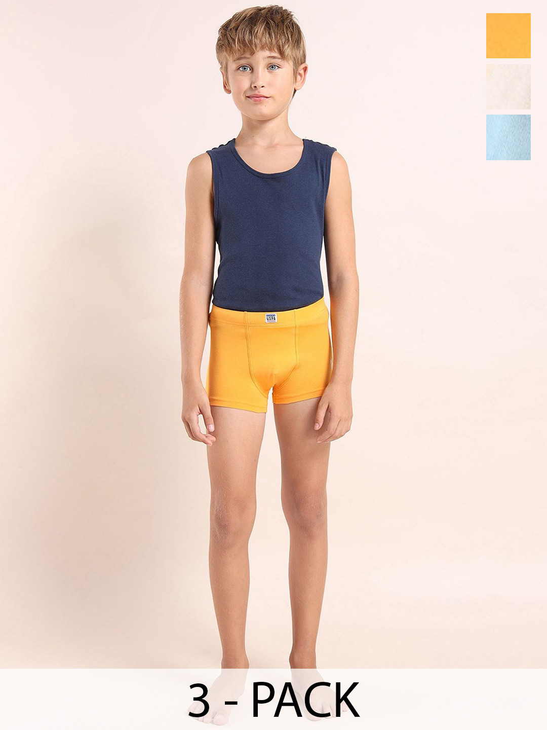 U.S. Polo Assn. Kids Boys Pack Of 3 Underwear Trunks - EKT06-OBW-P3