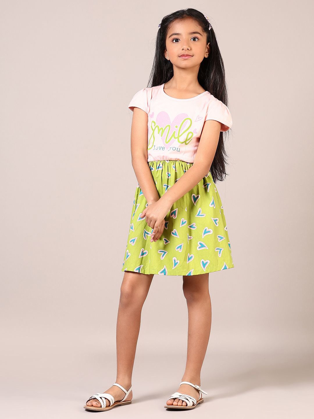 V-Mart Girls Printed Fit & Flare Dress