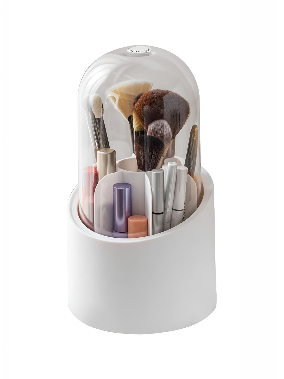 HOUSE OF QUIRK White & Transparent 360 Rotating Makeup Organiser