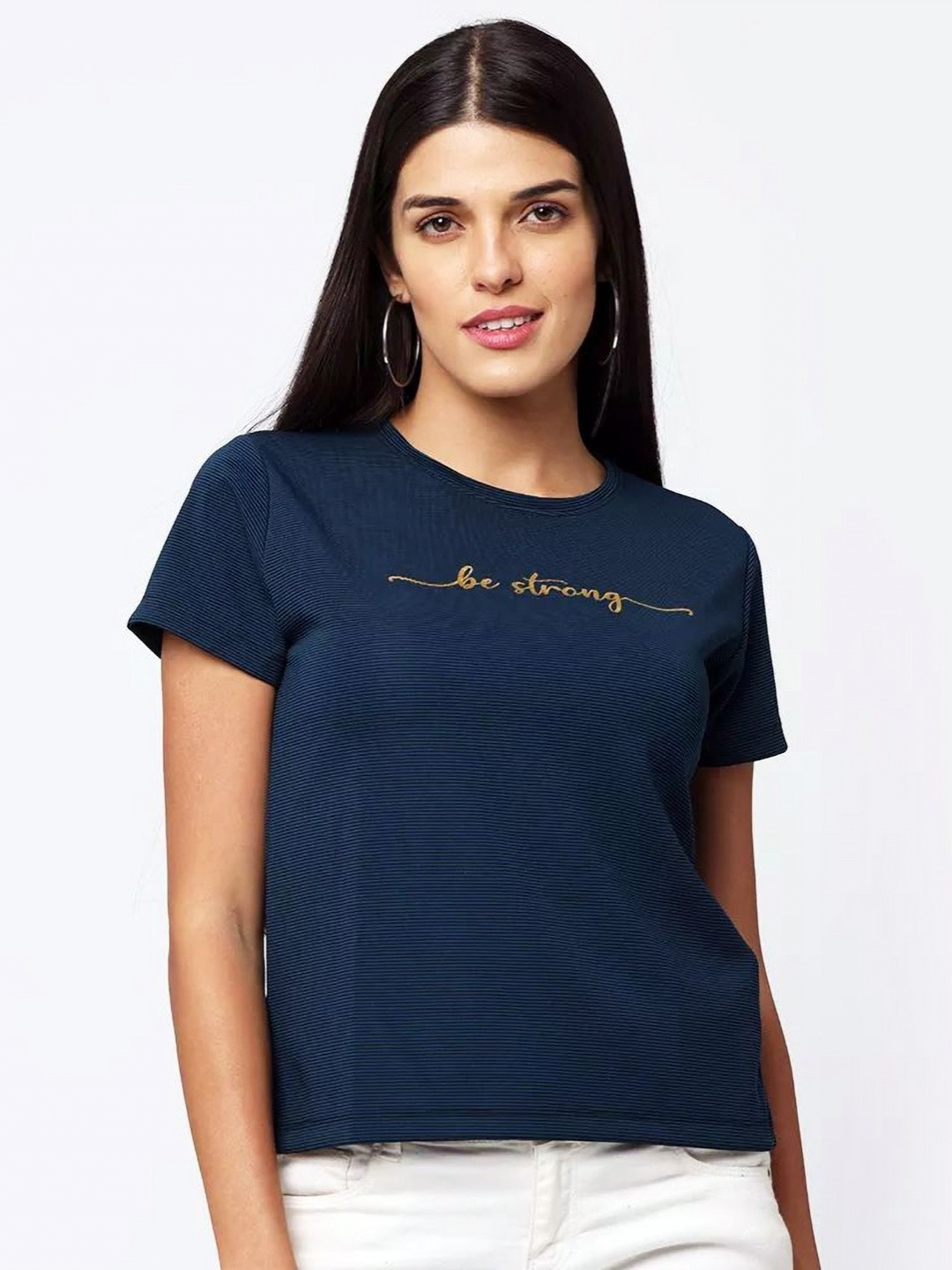 Classy Hangers Women Typography Printed Round Neck Cotton T-shirt