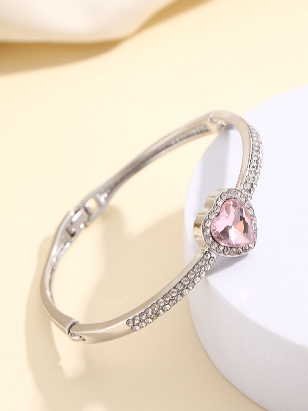 Shining Diva Fashion Silver-Plated Crystals Studded Wraparound Bracelett